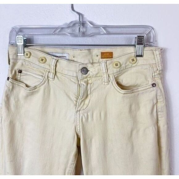 Anthropologie PILCRO AND THE LETTERPRESS Size 30 Solid Pale Yellow Pants - Picture 3 of 9